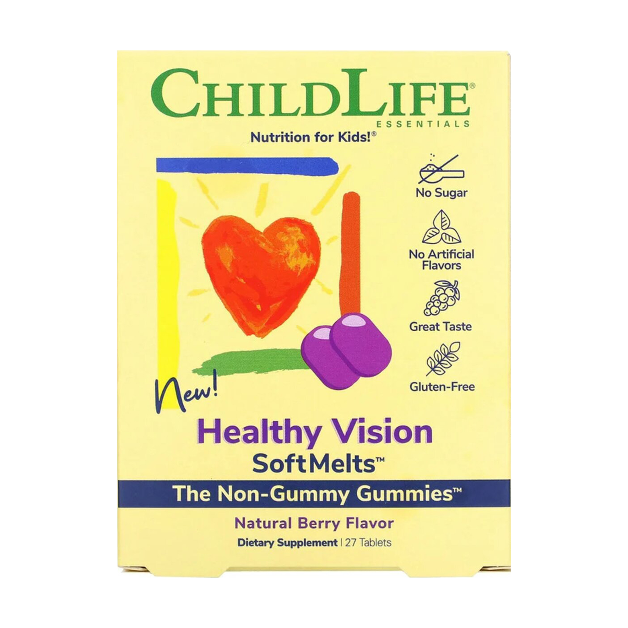 Вітаміни для очей, для дітей ChildLife Healthy Vision SoftMelts з натуральним ягідним смаком, 27 жувальних таблеток